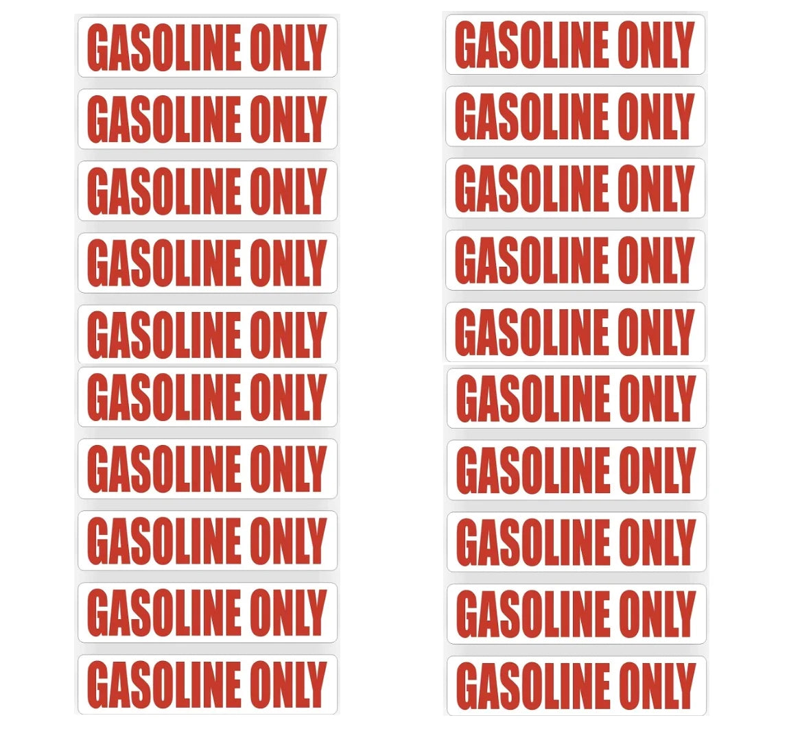 20X Gasoline Only Fuel Caution Warning Decal Sticker for Gas Tank