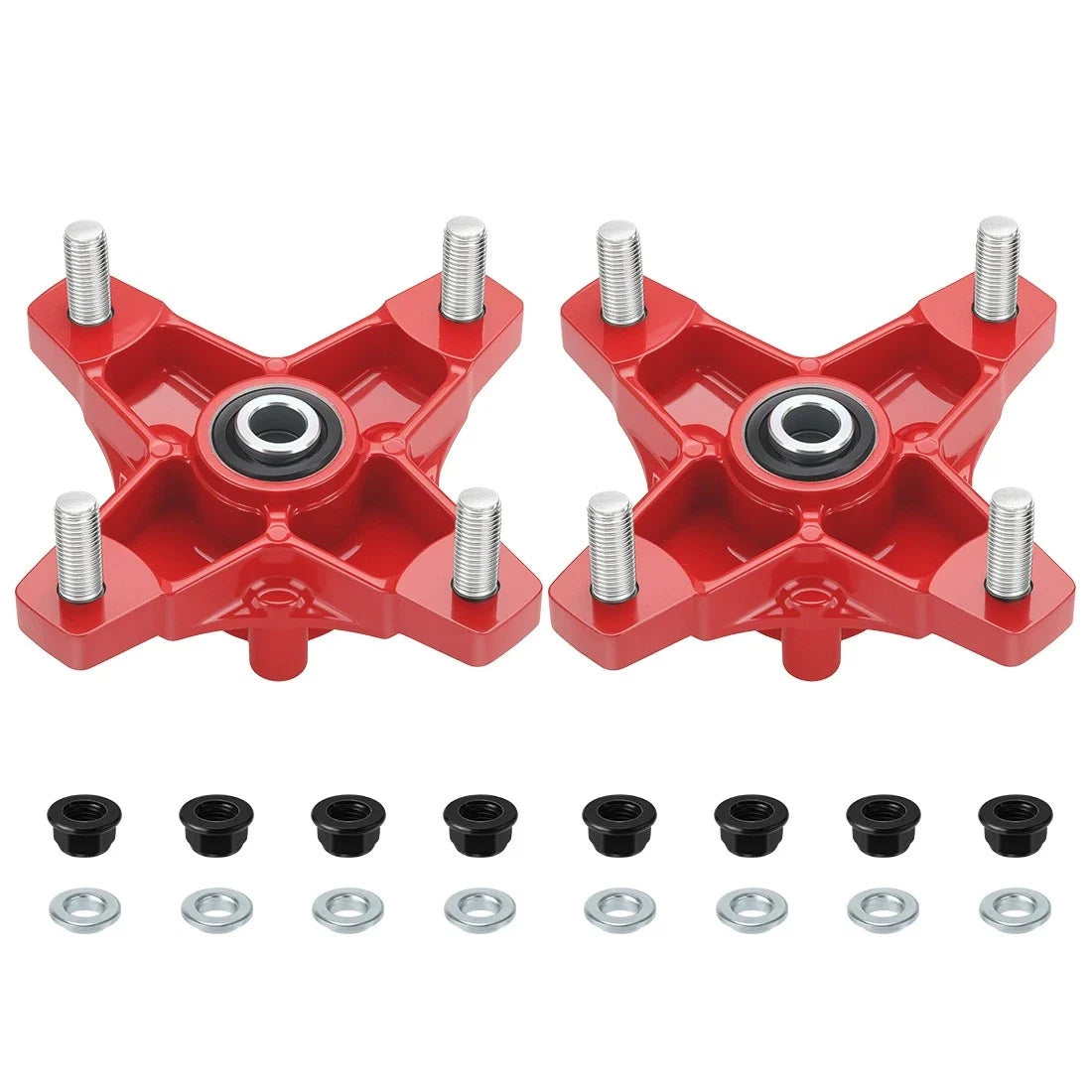 2PC Front Red Wheel Hubs w/Nuts for Honda TRX250X (2009–2020) TRX400X (2009, 2012–2014)