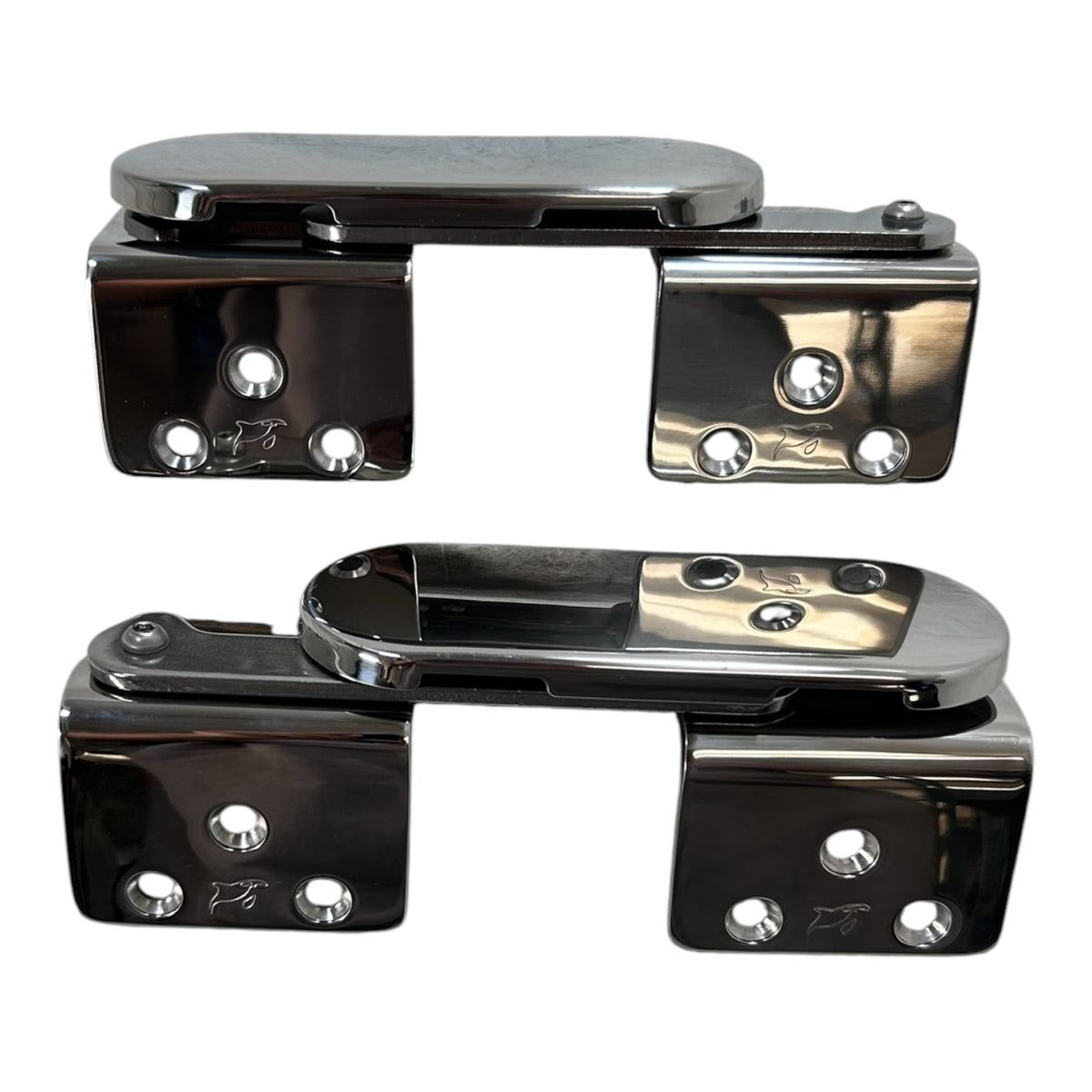Marine Town Roll Back Bolster Seat Hinge Set with Cover, Stainless Steel 62 Degree