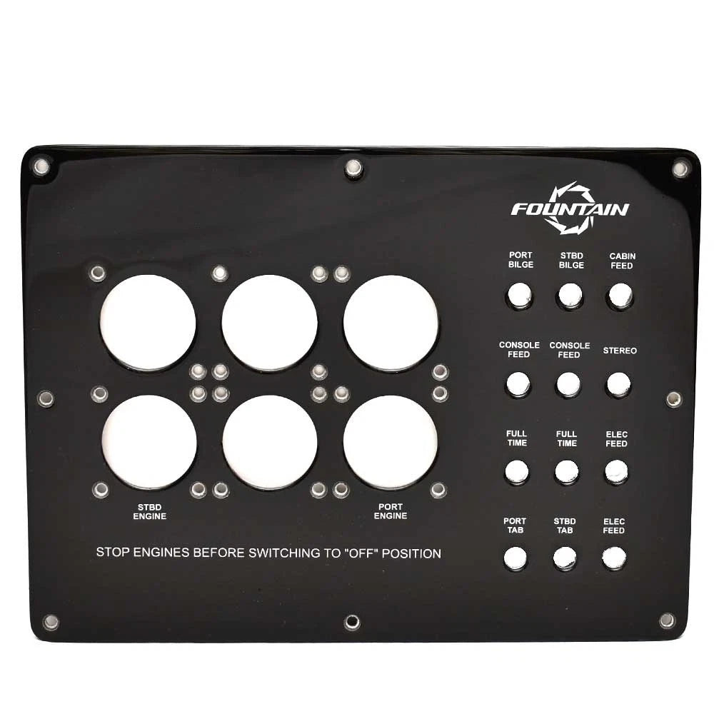 Fountain Boat Blank Switch Panel - Twin Engine 15 X 11 1/4 Inch Black