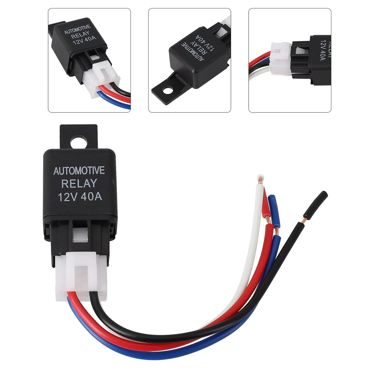 12V,40A Car Automotive Van Boat Bike 4 Pin SPST Relay with Cable,Black