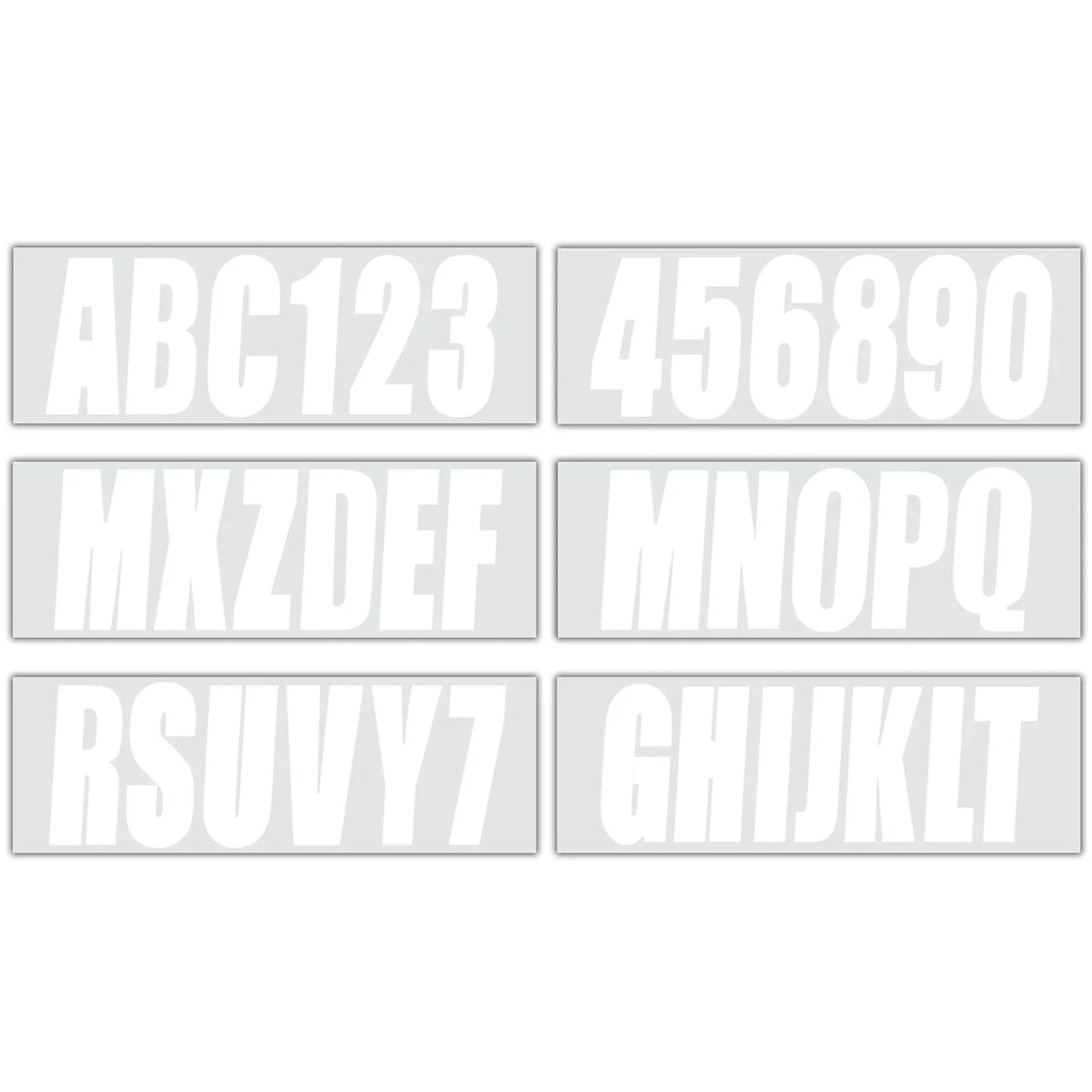 Set of 4 Custom Boat Registration Numbers Decal Stickers A-Z 0-9 White