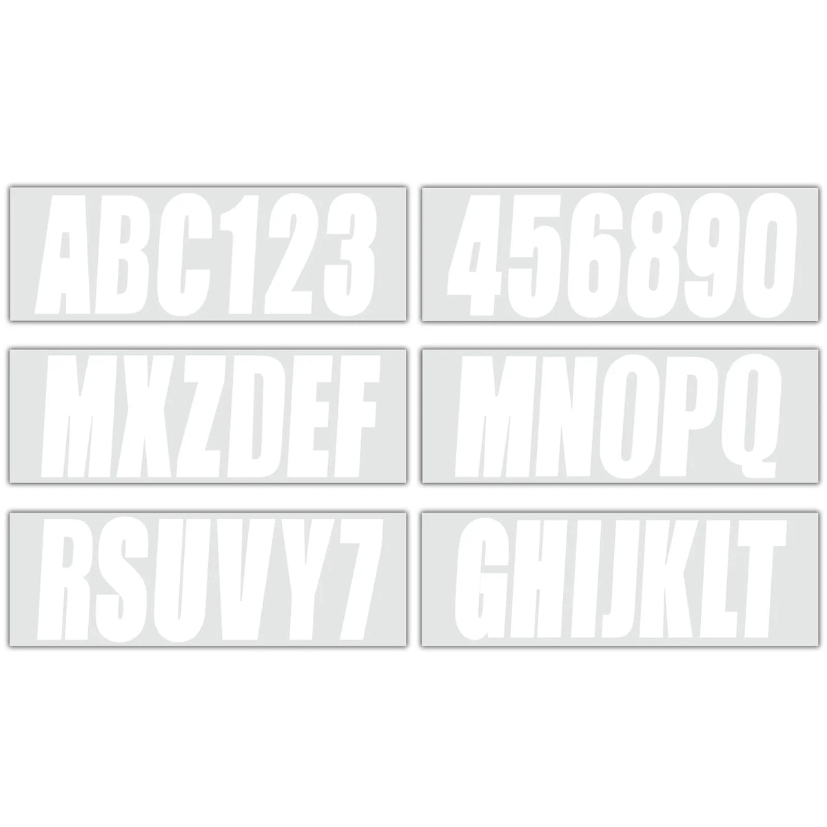 Set of 4 Custom Boat Registration Numbers Decal Stickers A-Z 0-9 White