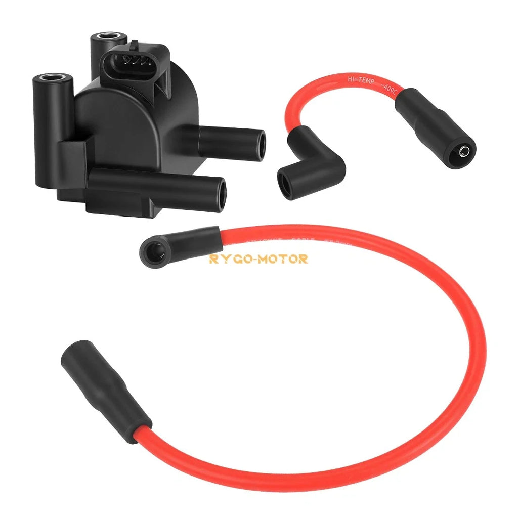 Ignition Coil & Spark Plug Wire Cap for Harley FXD FLD FXST FXSB FXSE (2000–2017)