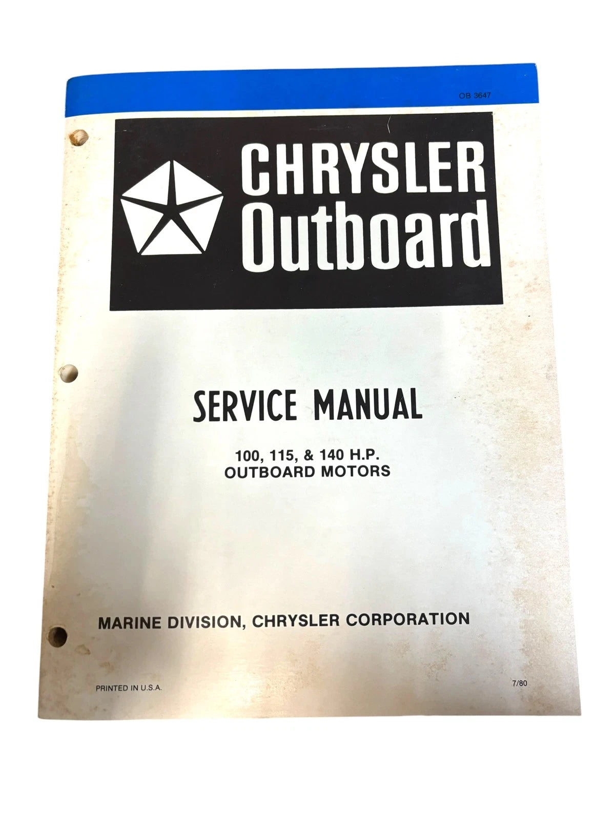 Chrysler Outboards OB3647, 100/115/140 HP Outboard Motors Service Manual
