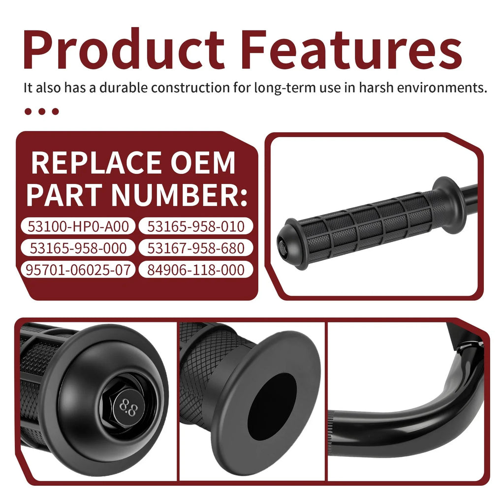 Handlebar with Grips End Guards for Honda Foreman 500 TRX500FM TRX500FE (2005–2007)