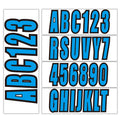 Set of 4 Custom 3" Blue Boat Registration Numbers & Letters Stickers