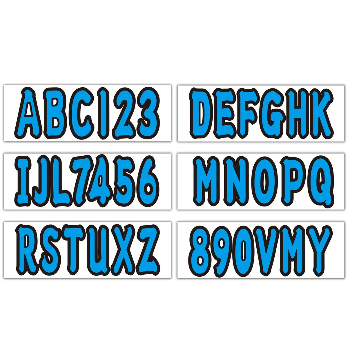 Set of 4 Marine Blue Number and Letter Stickers for Boat & Personal Watercraft
