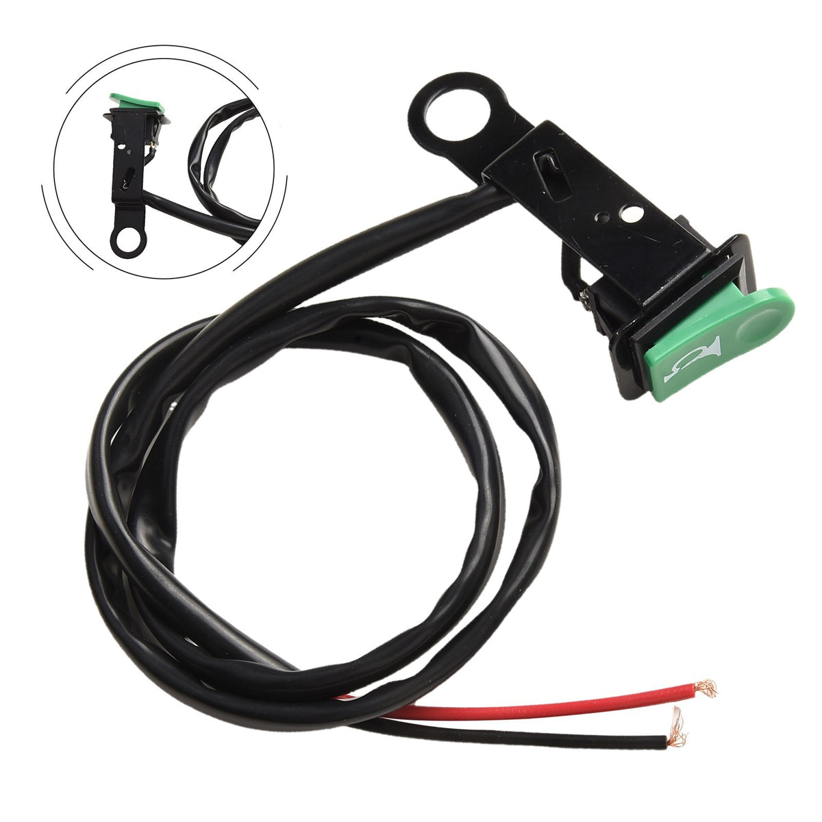 Green Momentary Open Switch for Motorcycle Horns with Reflective Bracket
