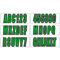 Boat Numbers and Letters Decal Sticker Green Four Sets of A-Z Four Sets of 0-9