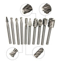 10Pack 1/8in Shank HSS Rotary Burr File Rasp Drill Bits for Wood Stone Carving a