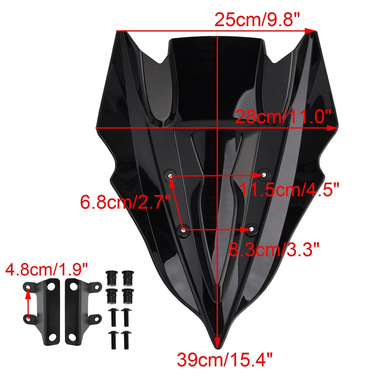 Windshield Windscreen for Kawasaki Z500 (2024–2025) Black