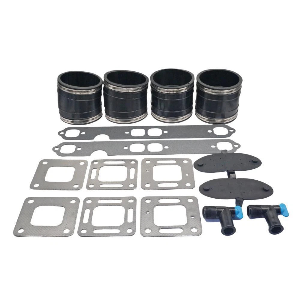 2 Sets Exhaust Manifold Kit for Mercruiser 4" 200-320 V8 S.B. GM 305 350 377 CID