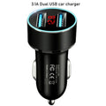 3.1A Dual USB Car Phone Charger for Universal Vehicles (LED Display)