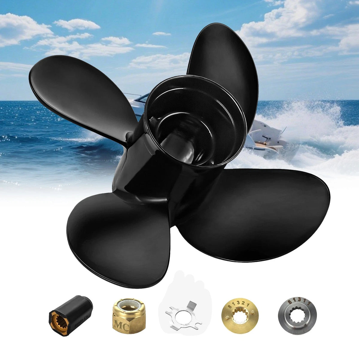 10.1 X 14 Outboard Boat Propeller Fit Mercury Engines 4 Blades 25-60HP 13 Tooth