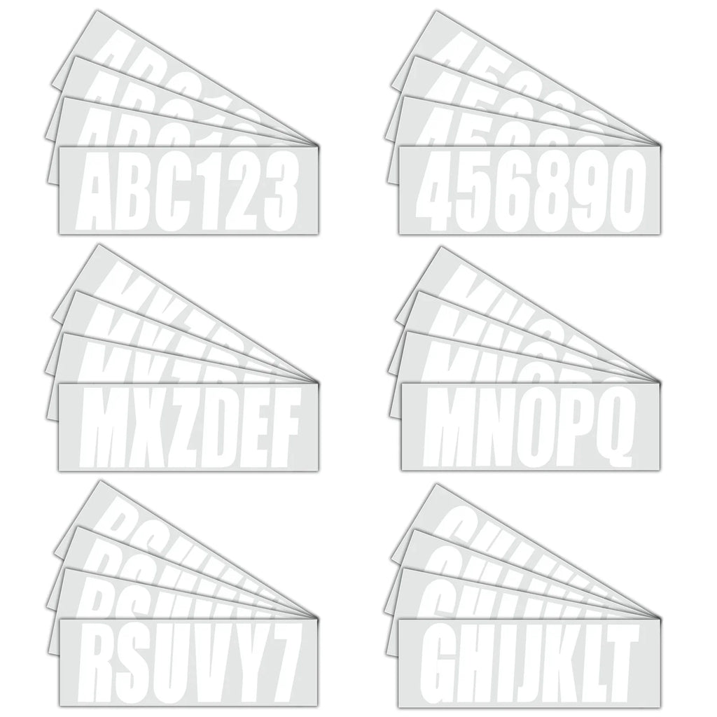 Set of 4 White PWC ID Numbers Decals Registration Stickers (0-9, A-Z)