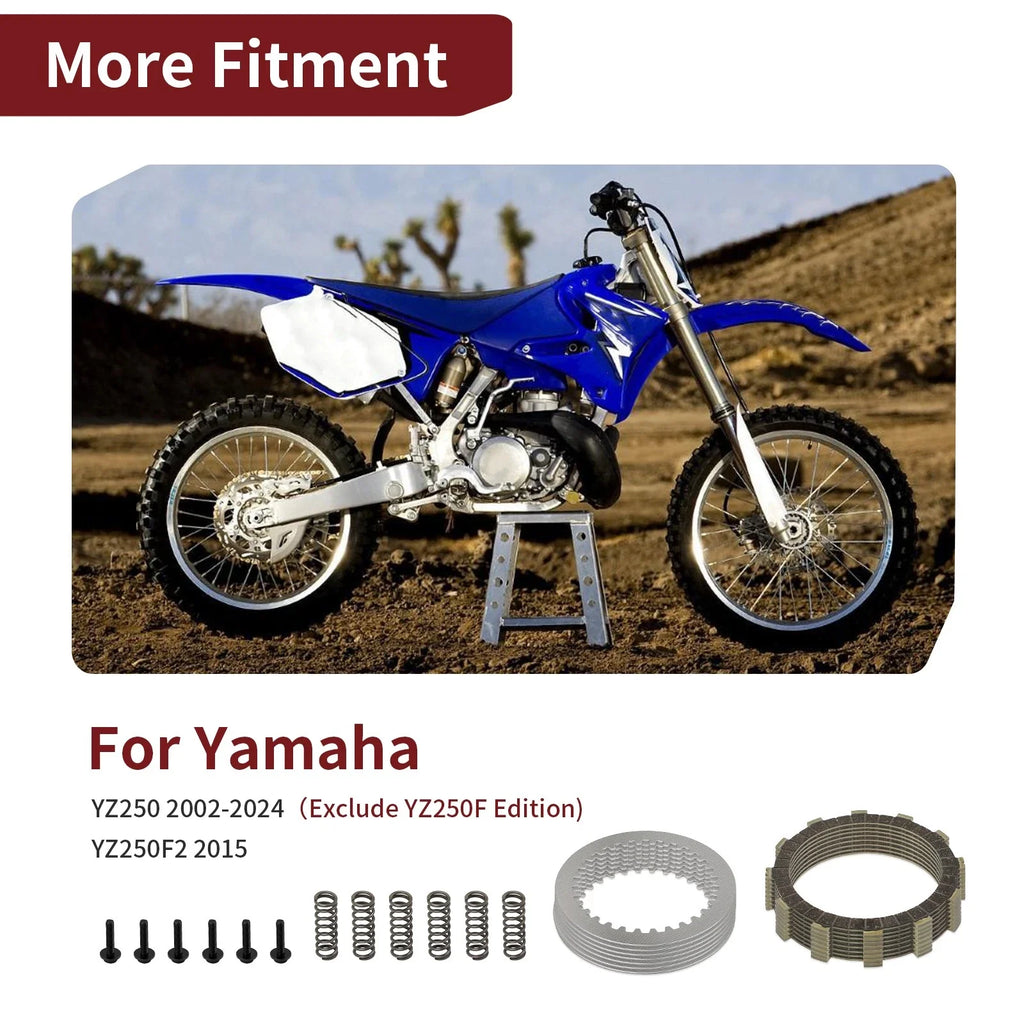 Heavy Duty Clutch Friction Steel Plates w/Spring Bolt for Yamaha YZ250 (2002–2024)