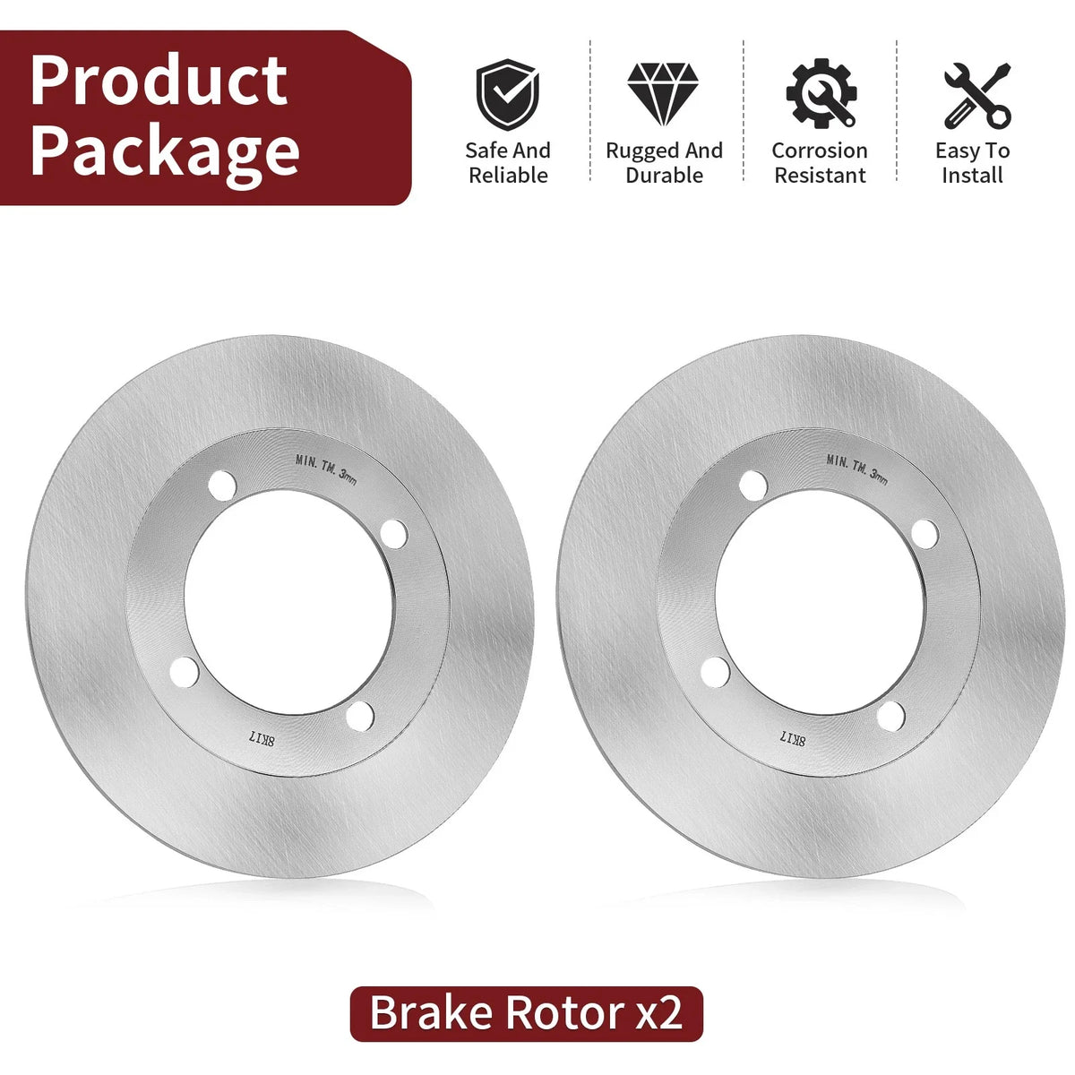 Front Brake Disc Rotor Set of 2 for Suzuki Vinson 500 (2002–2007)