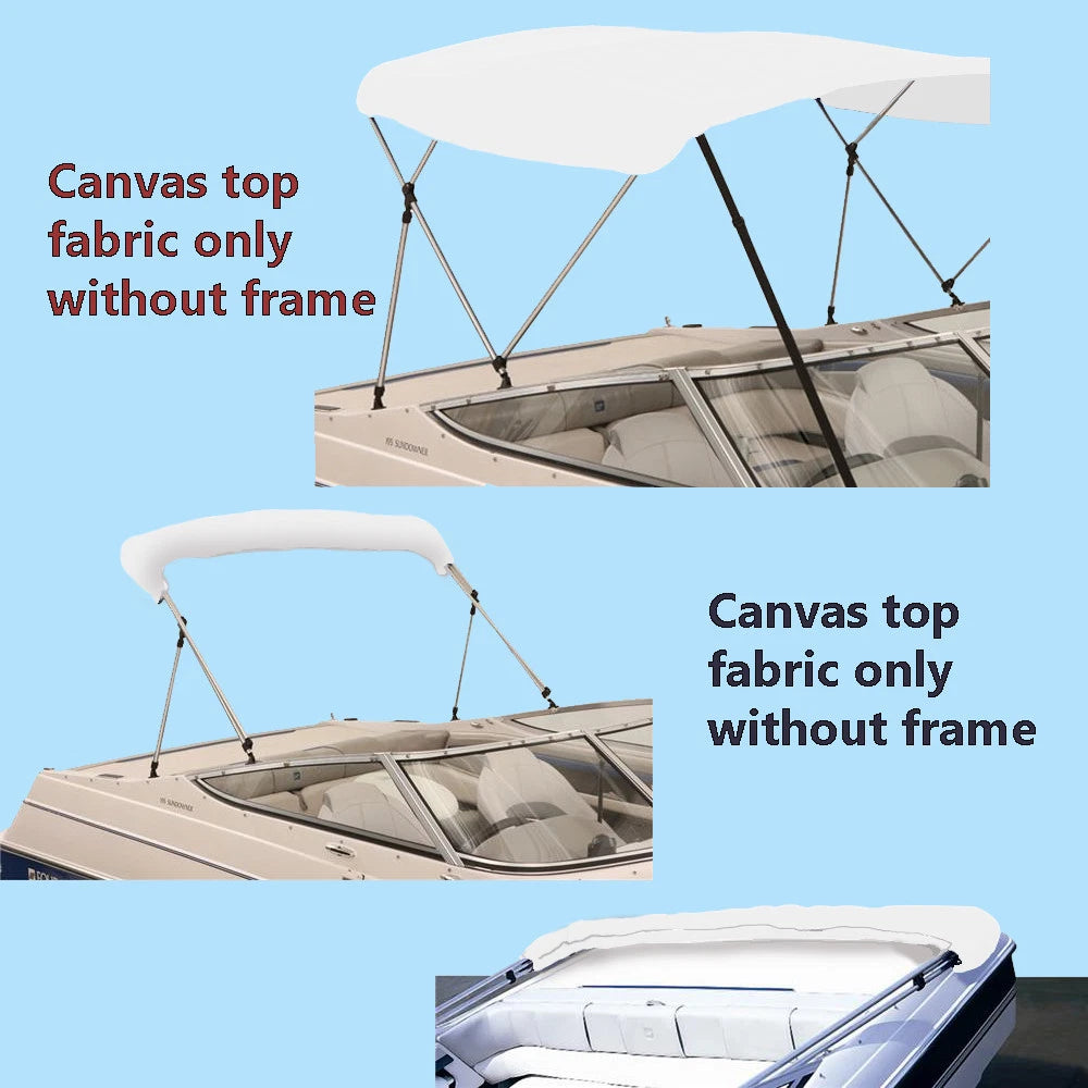 BIMINI TOP BOAT COVER CANVAS FABRIC WHITE with BOOT FITS 3 BOW 72"L 46"H 91"- 96"W