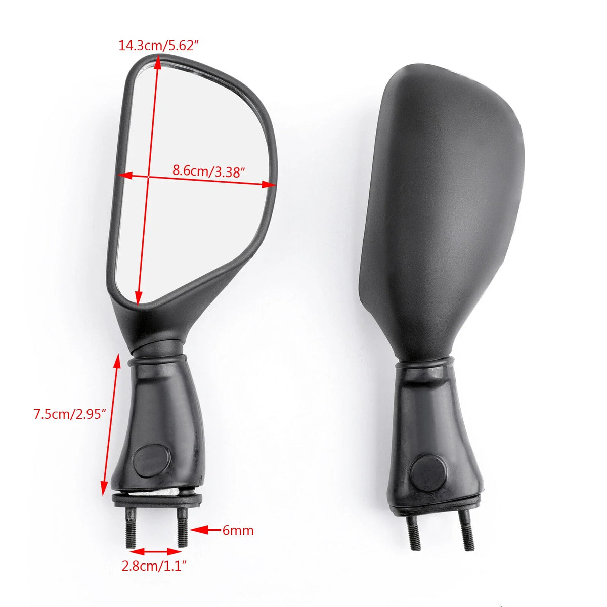 Mirrors for Kawasaki ZX6R ZX9R (1998–2003) Black