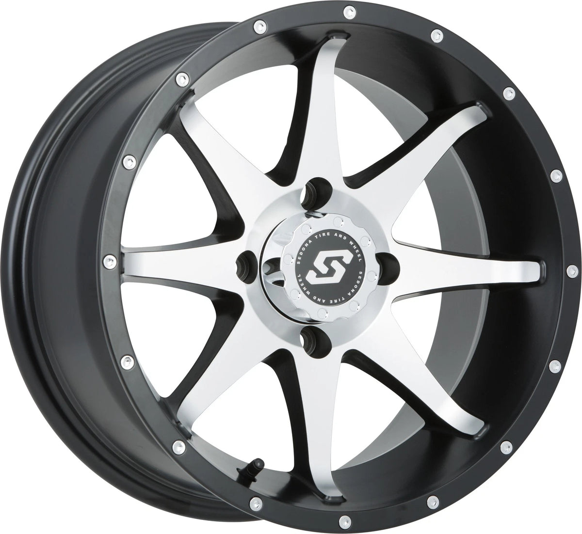 Sedona Storm Wheel 12x7 4/110 5+2 Black Machined Fits Honda ATV/UTV 2014-2017