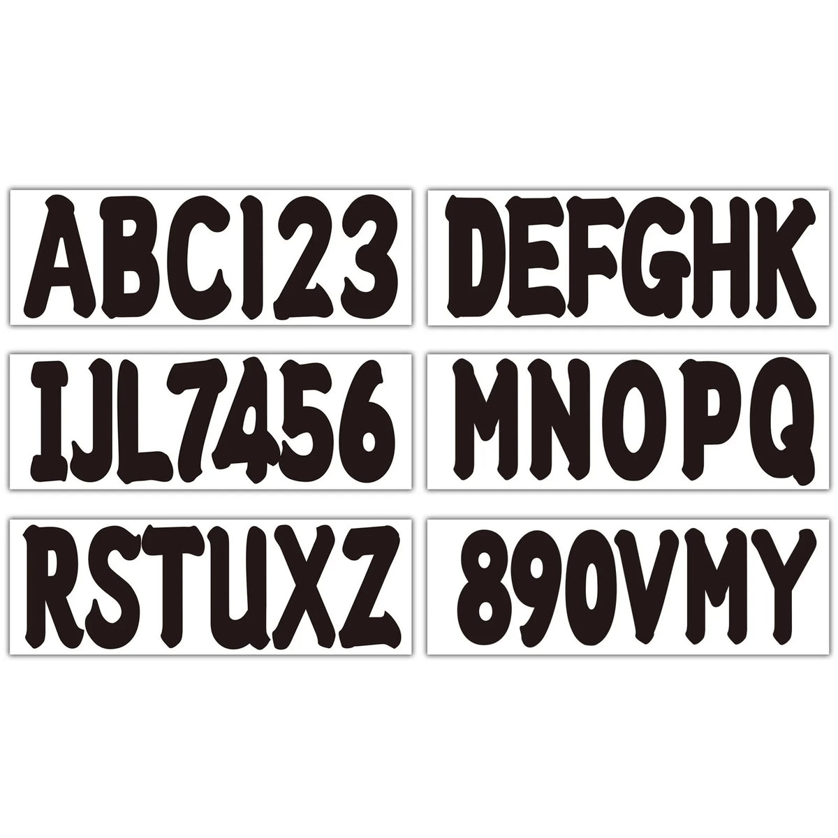 Set of 4 Black PWC ID Numbers Decals Registration Stickers 3" A-Z 0-9