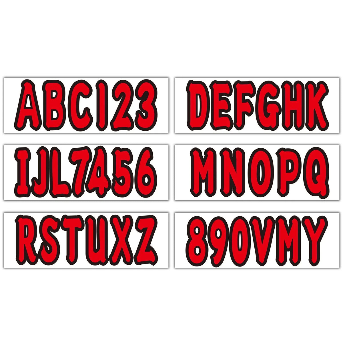 Set of 4 Red Marine Boat Sticker Decals A-Z & 0-9 Numbers