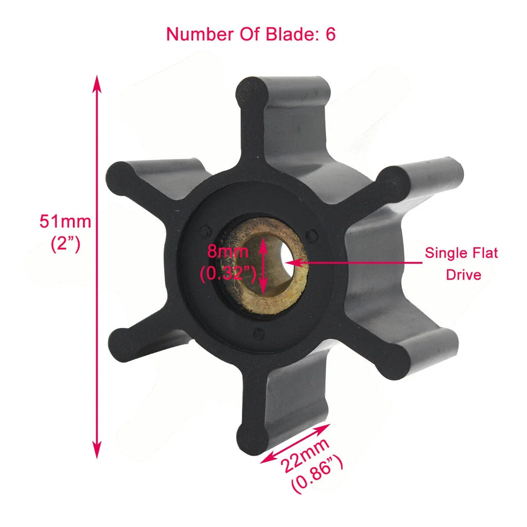 Replacement Impeller for Jabsco 6303-0001 Johnson 09-824P CEF 500138 JMP 7053