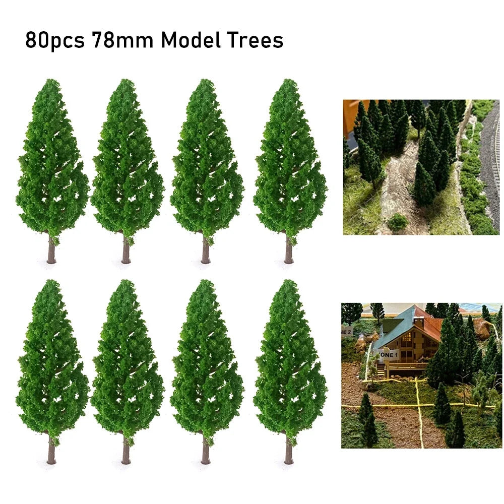 80Pcs Model Trees for Train Railroad Wargame Park Scenery (Scale DIY)