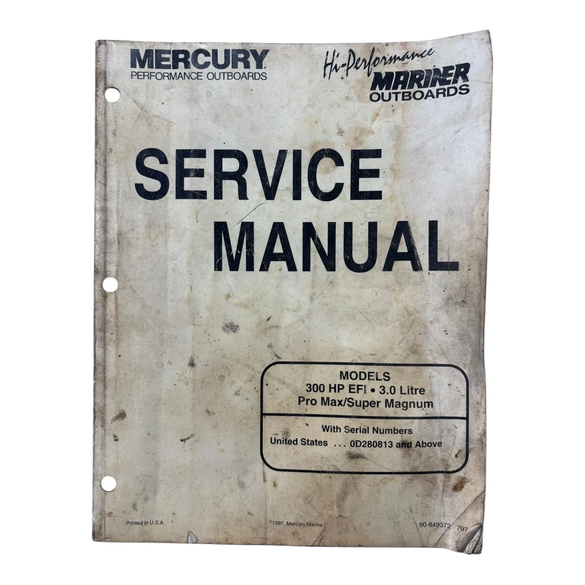 Mercury Mariner Outboards 90-849372, Pro Max/Super Magnum 300 HP Service Manual
