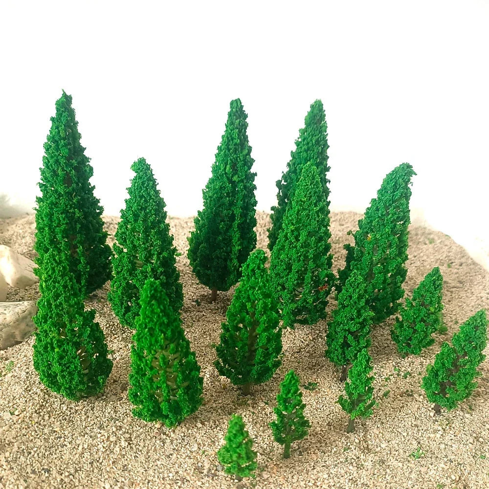 15X Mix Size Model Tree Scenery for Railroad Wargame Landscape Decor