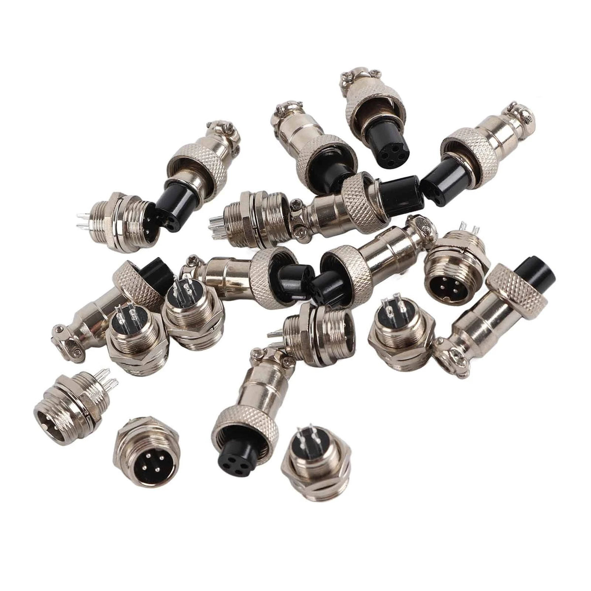 10 Set Silver GX12 4Pin 12mm Aviation Plug Male Female Metal Socket Connector