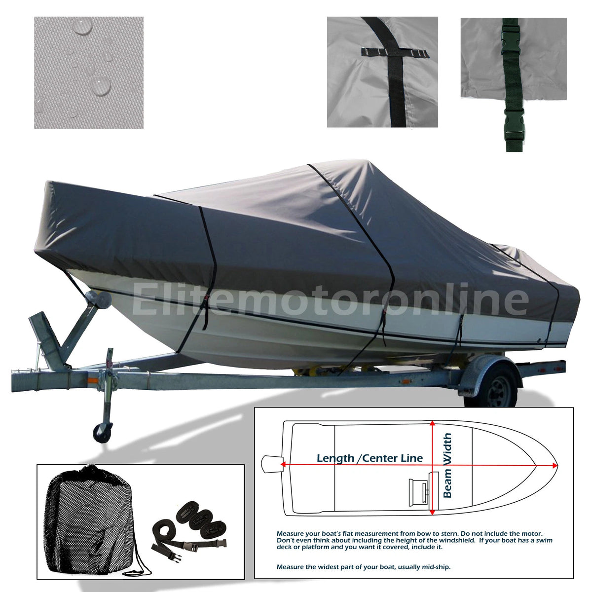 Formula 252 SS Cuddy Cabin Trailerable Storage Deluxe Boat Cover Grey Waterproof