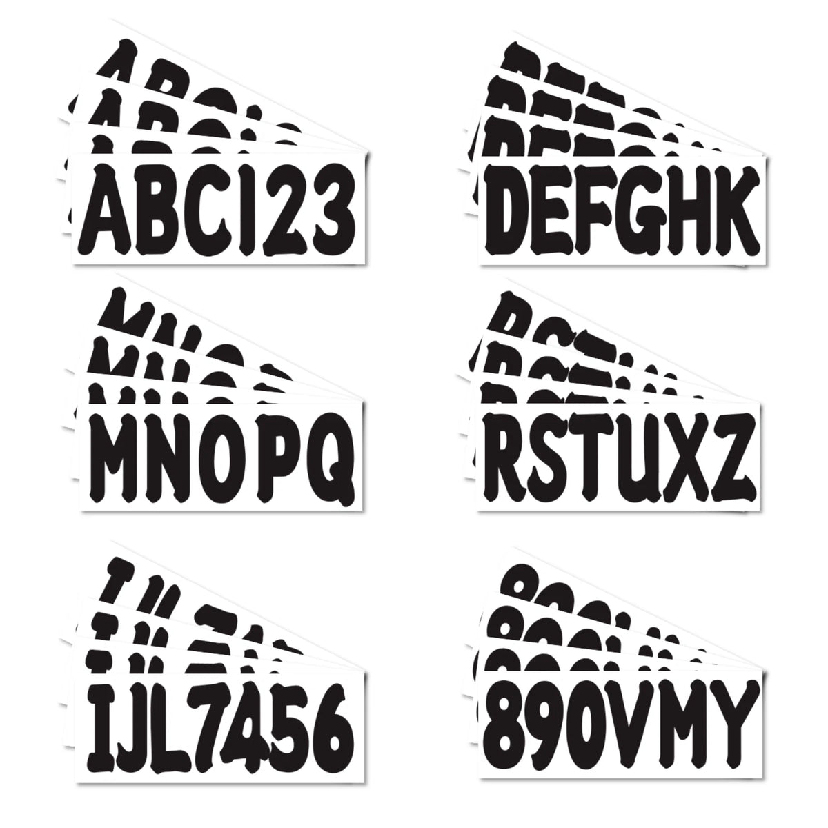 Black Sticker Decals A-Z Letters 0-9 Numbers for Boats Power Watercraft Vehicles