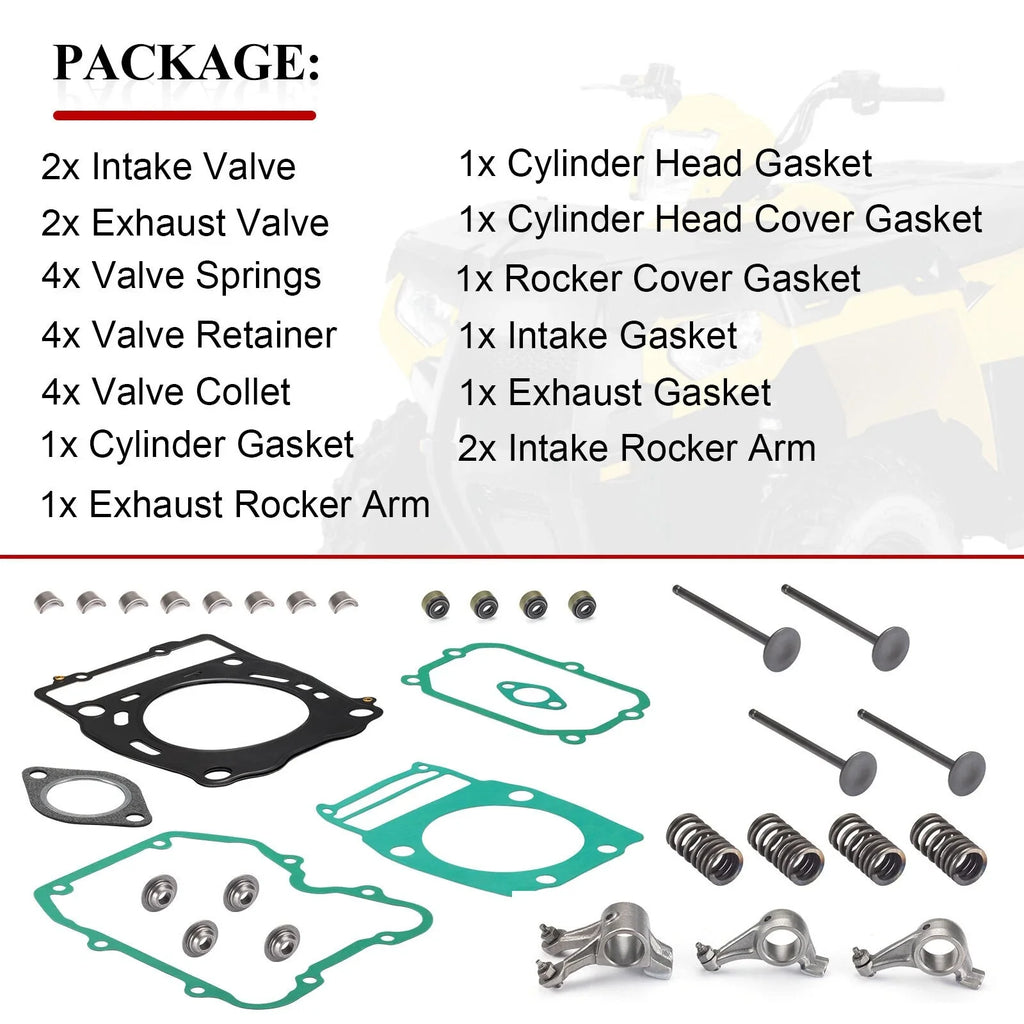 Rocker Arm Cylinder Head Gasket Valve Kit for Polaris Magnum Xplorer Worker 500 (1995–2002)