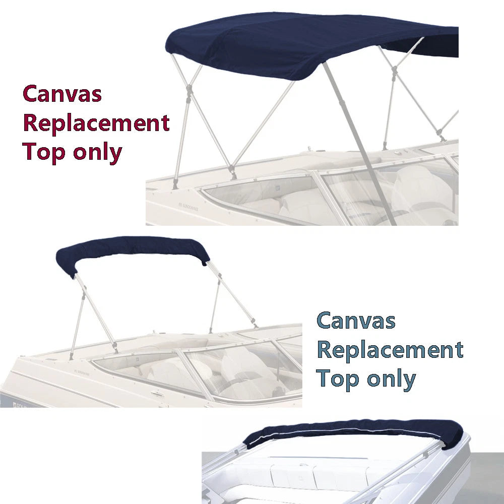 BIMINI TOP BOAT COVER CANVAS FABRIC NAVY with BOOT FITS 3 BOW 72"L 54"H 61" - 66"W