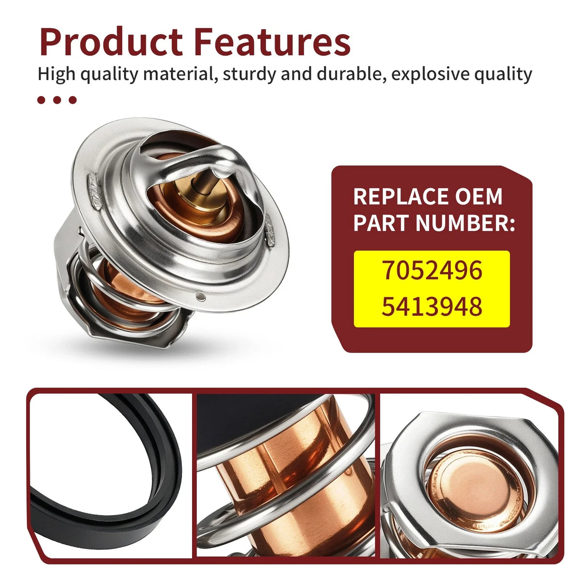 Thermostat with O-Ring 7052496 for Polaris RZR 800 (2011–2014), RZR 570 (2012–2022)