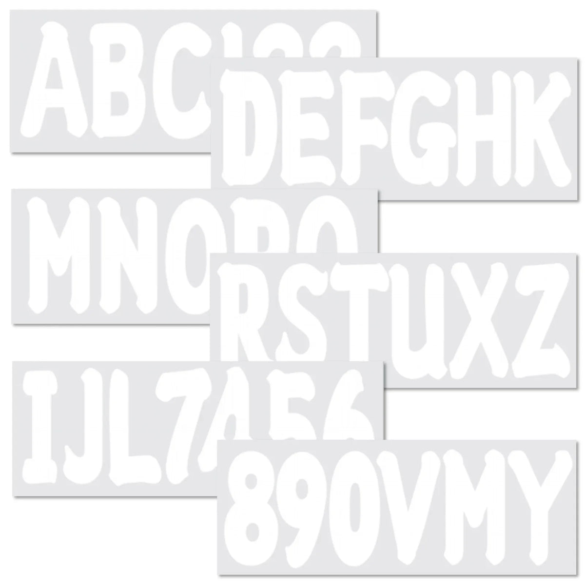 Set of 4 Boat Registration Identification Numbers Decals A-Z & 0-9 White