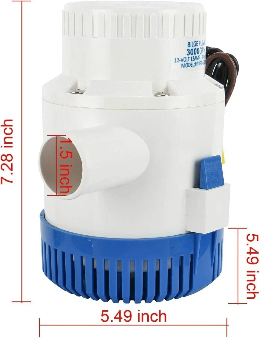 12V 3000GPH Bilge Pump for Boats (Submersible)