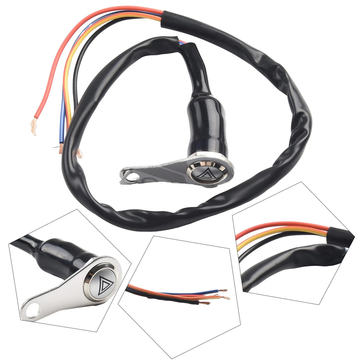 Red-LED Motorcycle Switch ON+OFF Handlebar Mount Push Button 12V Work Light
