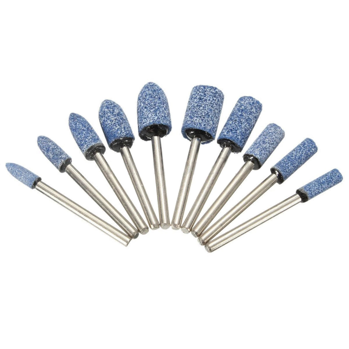 10Pcs 1/8" Abrasive Mounted Grinding Stone Rotary Tool Set Wheel Head Dremel X