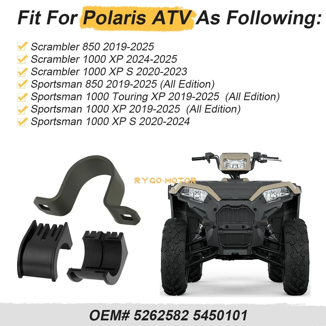 Steering Post Weld Sway Bar Bushing & Strap Bracket for Polaris Outlaw (2007–2014)