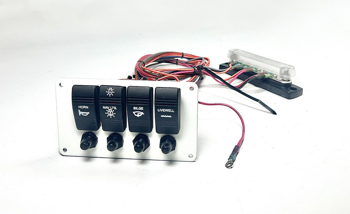 Boat Switch Panel, 4 Switch, Marine, 5 3/4in X 3 1/4in