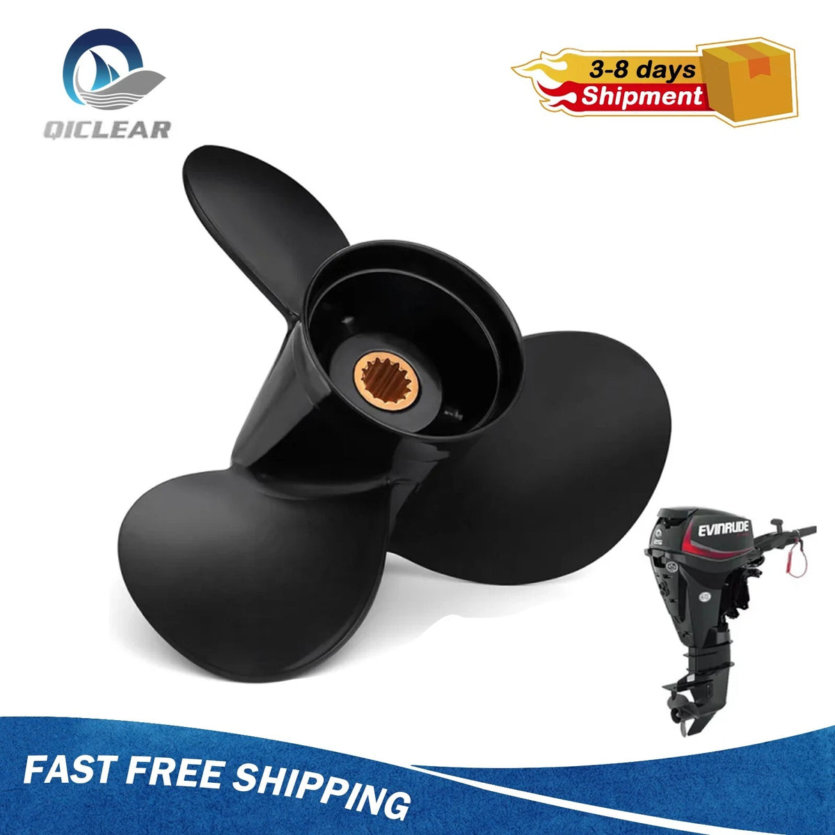 10.1 X 13 Boat Propeller for JOHNSON Evinrude Engines 14 Spline Tooth 15HP-35HP