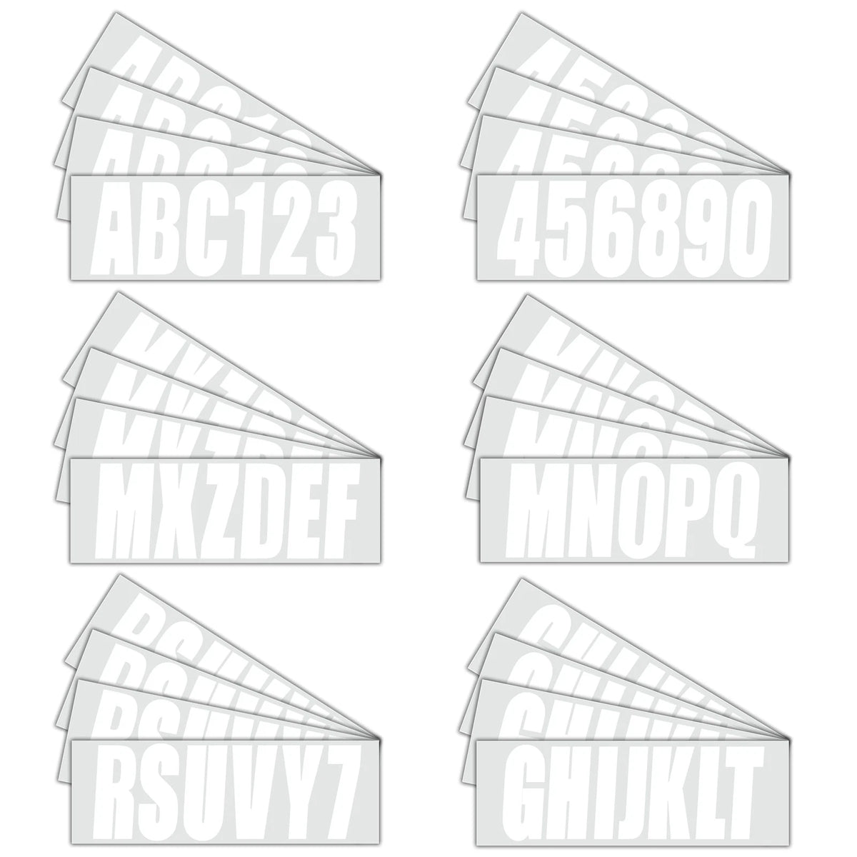 Boat Numbers and Letters Decal Sticker White Four Sets of A-Z Four Sets of 0-9