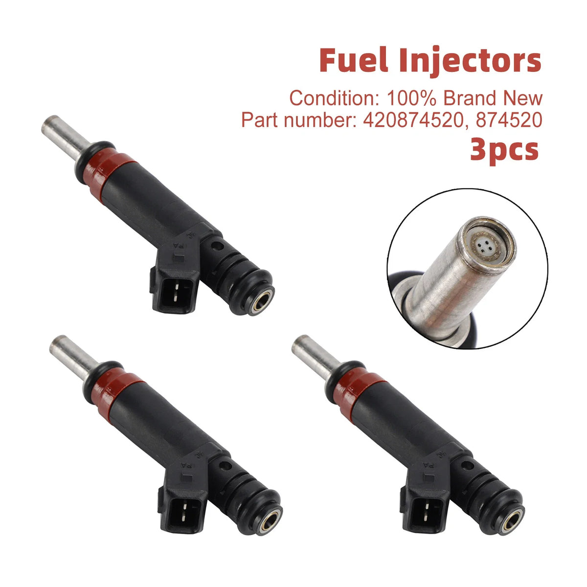 3X Fuel Injectors 420874520 for Sea-Doo GTX 4 TEC GTX 215 GTX RXP (2003–2008)