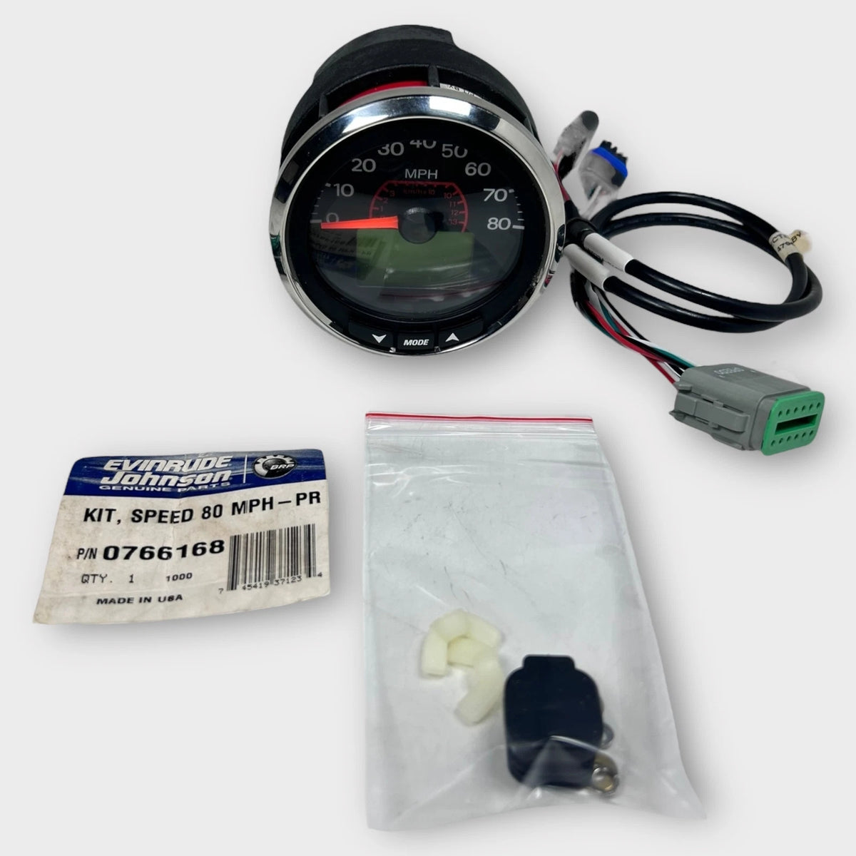 Evinrude Johnson 0766168, 80 MPH Speedometer Gauge Kit 12V