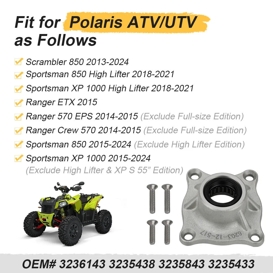 Front Pinion Cover Assembly 3236143 for Polaris Sportsman 850 1000 (2014–2023)