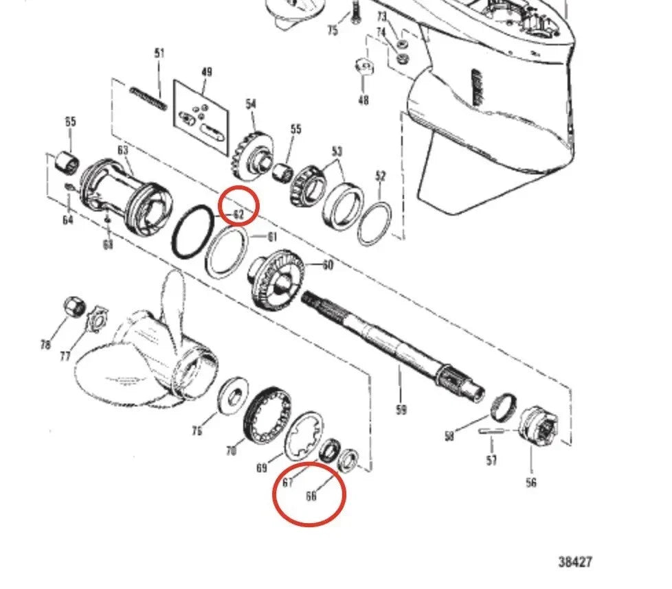 Lower Gearcase Seal Kit for Mercury 2/4-STR 30-125 HP (8M0204670, 8M0205729, 8M0214974)
