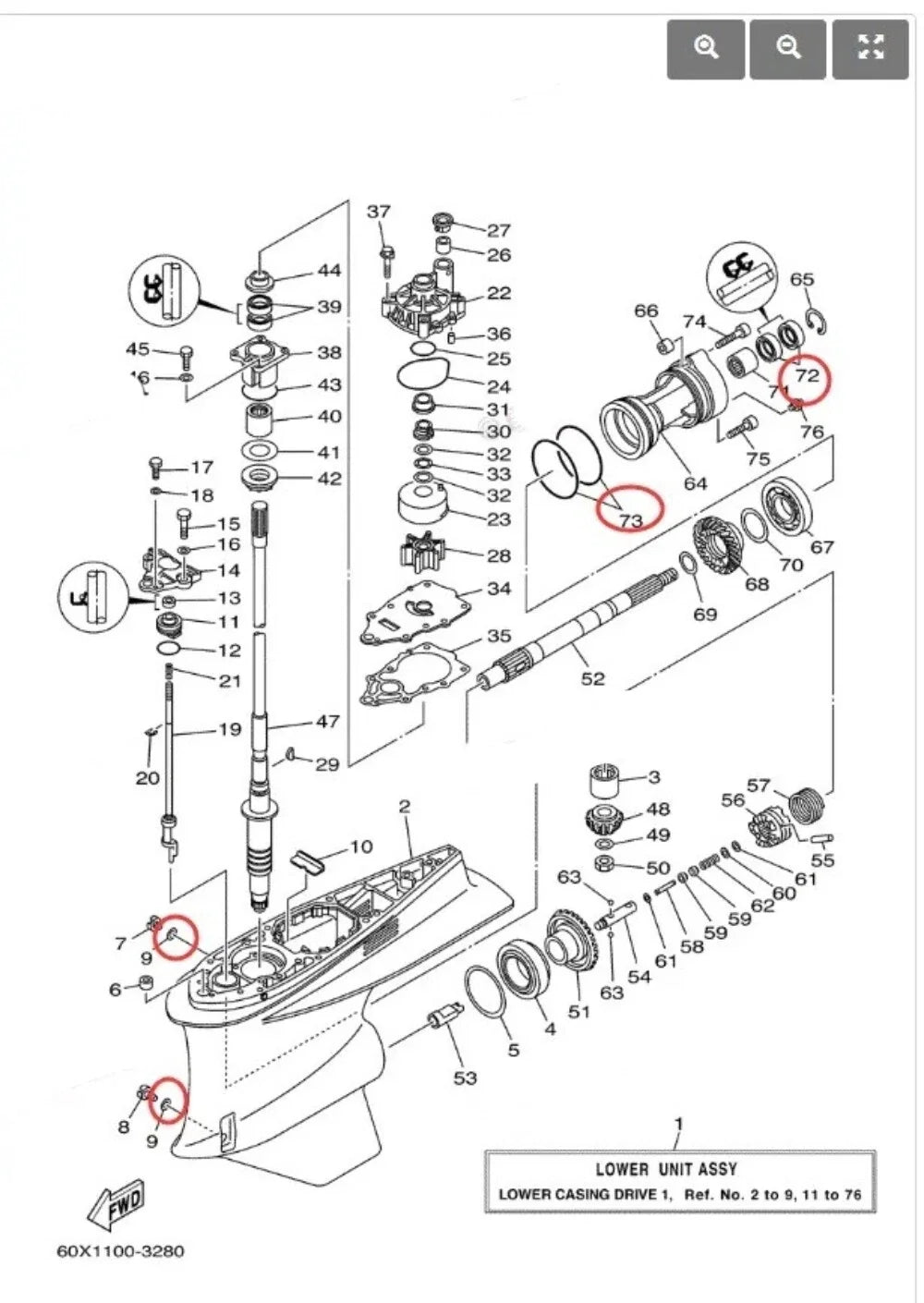 Propeller Shaft Seal Kit for Yamaha VZ Series 200-300HP (w/Cotter Pin 91490-40030)